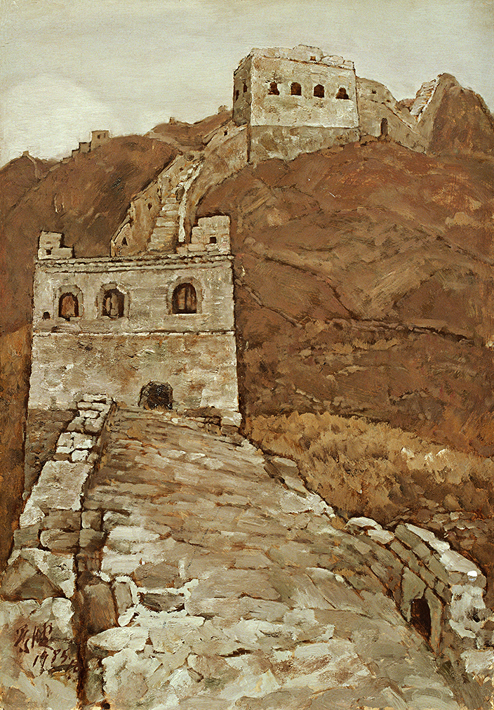 1986-10-《金山岭长城暮秋》－纸本油彩－79x54cm.jpg